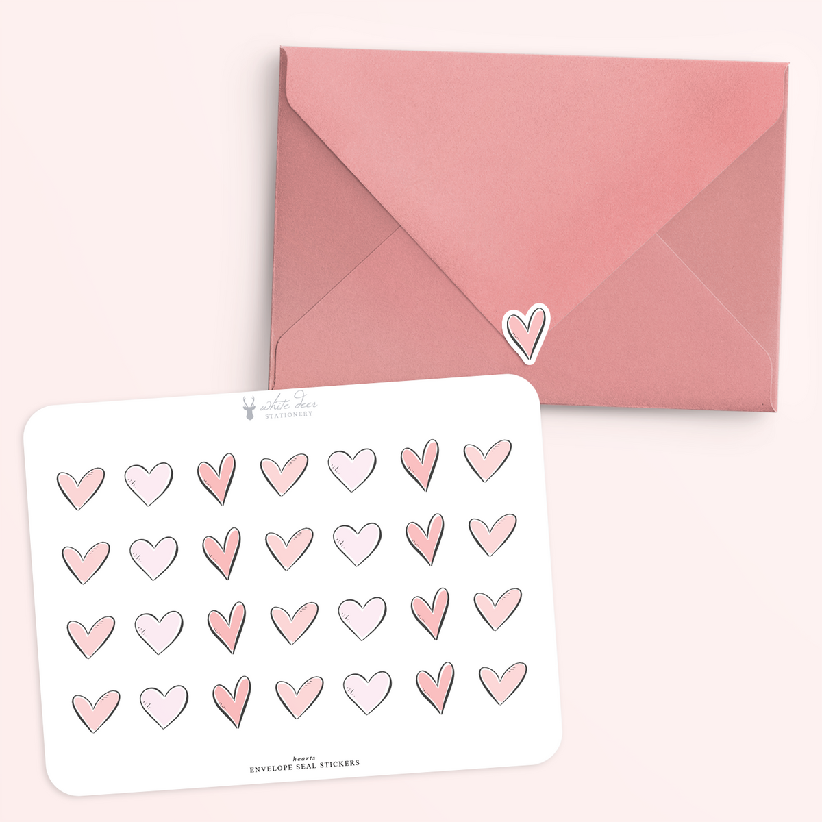 Heart Shaped Stickers in Red, Envelope Seals Hearts, One size