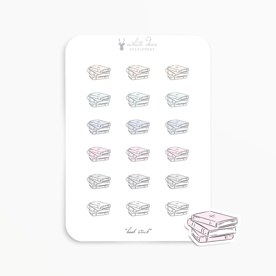 Planner Stickers | Book Stack Doodles – White Deer Stationery