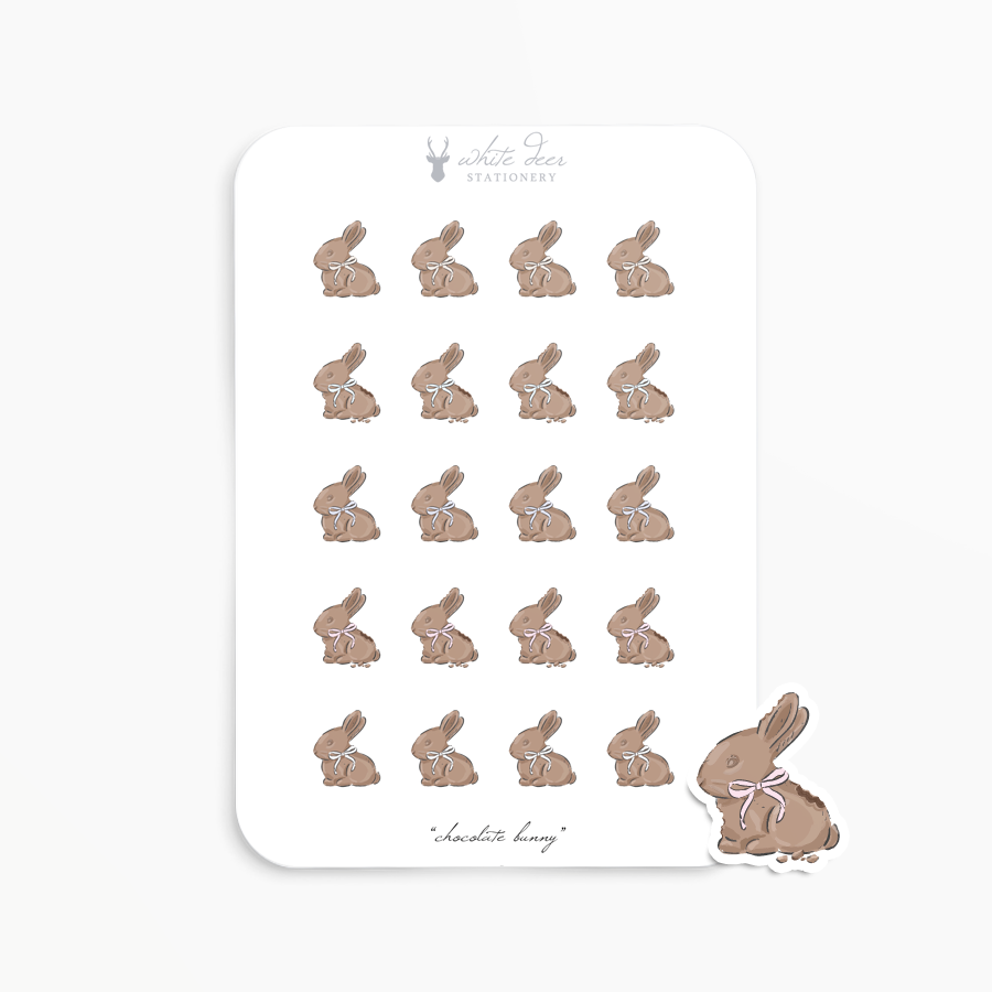 Planner Stickers Chocolate Bunny Doodles White Deer Stationery
