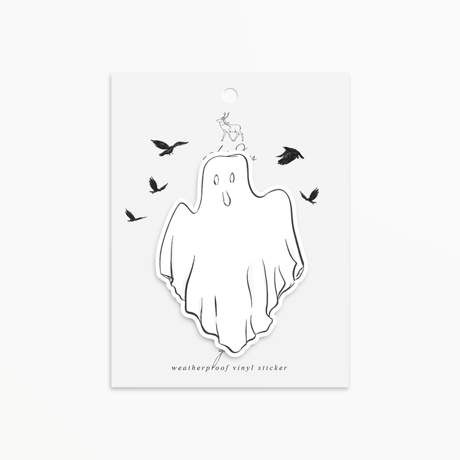 Flying Ghost Sticker Ghost - Vinyl Sticker – White Deer Stationery