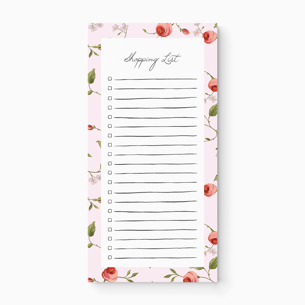 Heirloom Rose - Shopping List Notepad