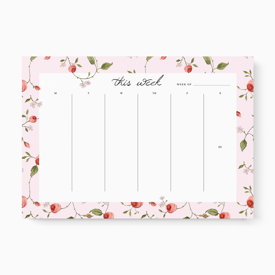 Heirloom Rose - Weekly Planner Notepad