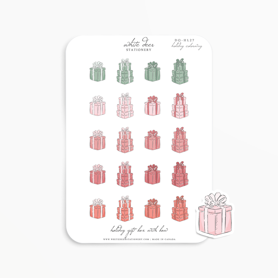 Holiday Gift Box With Bow Doodles - Holiday Colorway