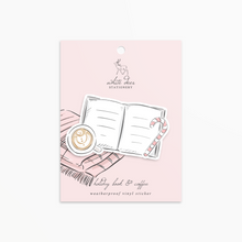 Load image into Gallery viewer, Holiday Book &amp; Coffee - Vinyl Sticker