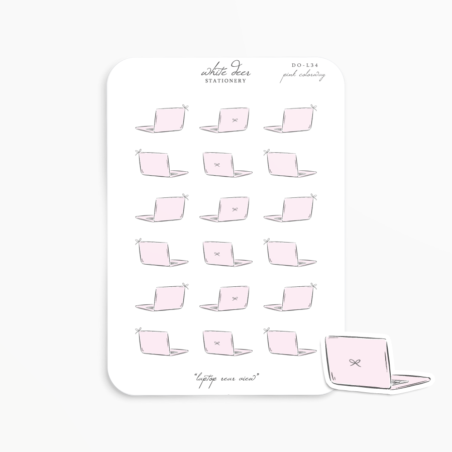 Laptop Rear View - Pink Colorway Doodles