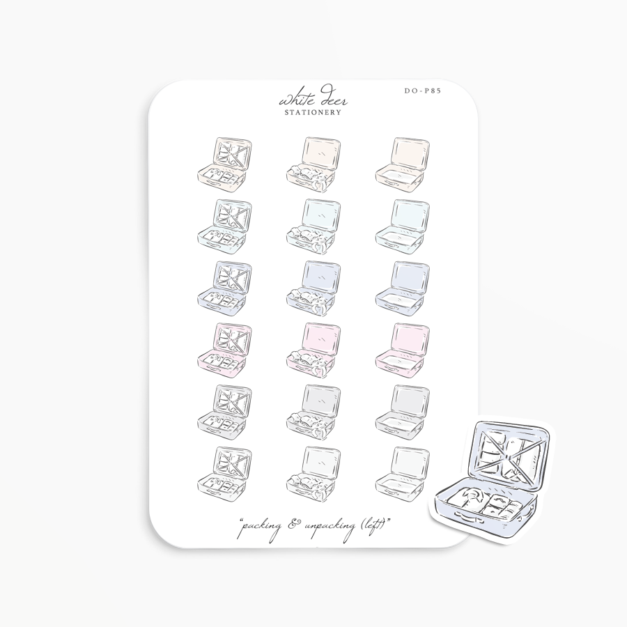 Packing Up Stickers Planner Stickers | Packing & Unpacking Doodles โ White Deer Stationery