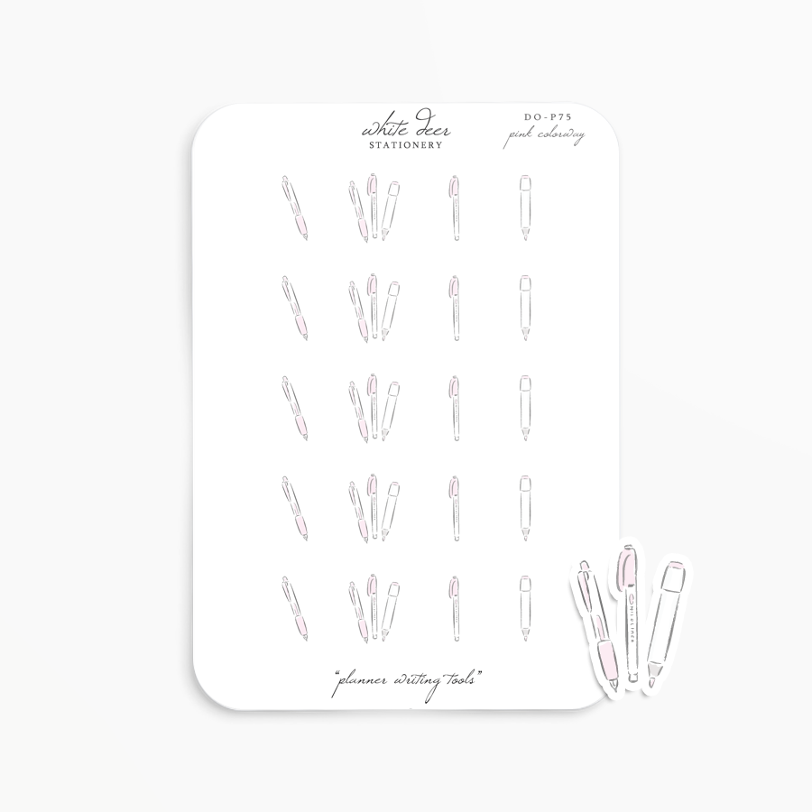 Planner Writing Tools - Pink Colorway Doodles