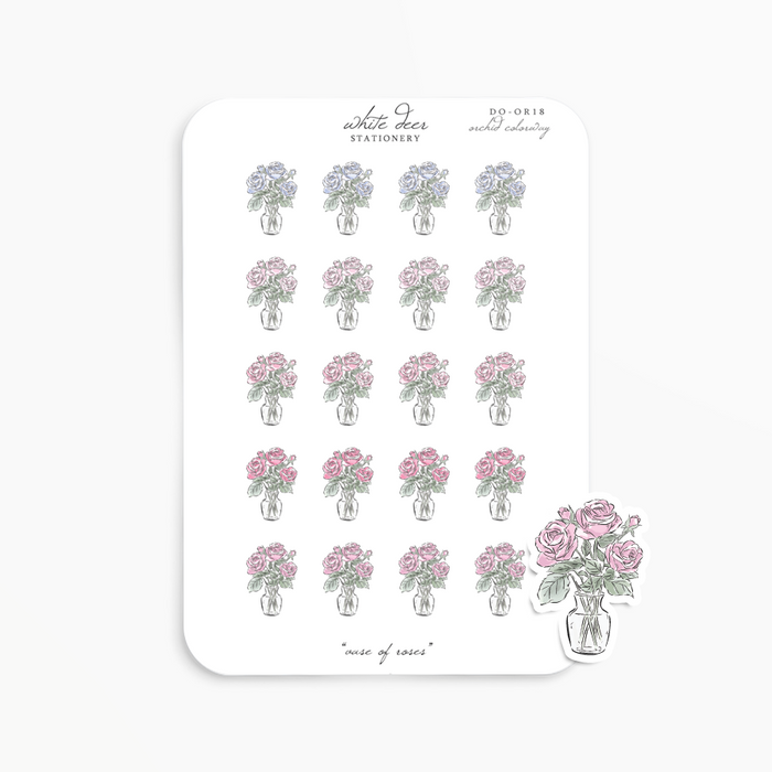 Vase Of Roses Doodles - Orchid Colorway