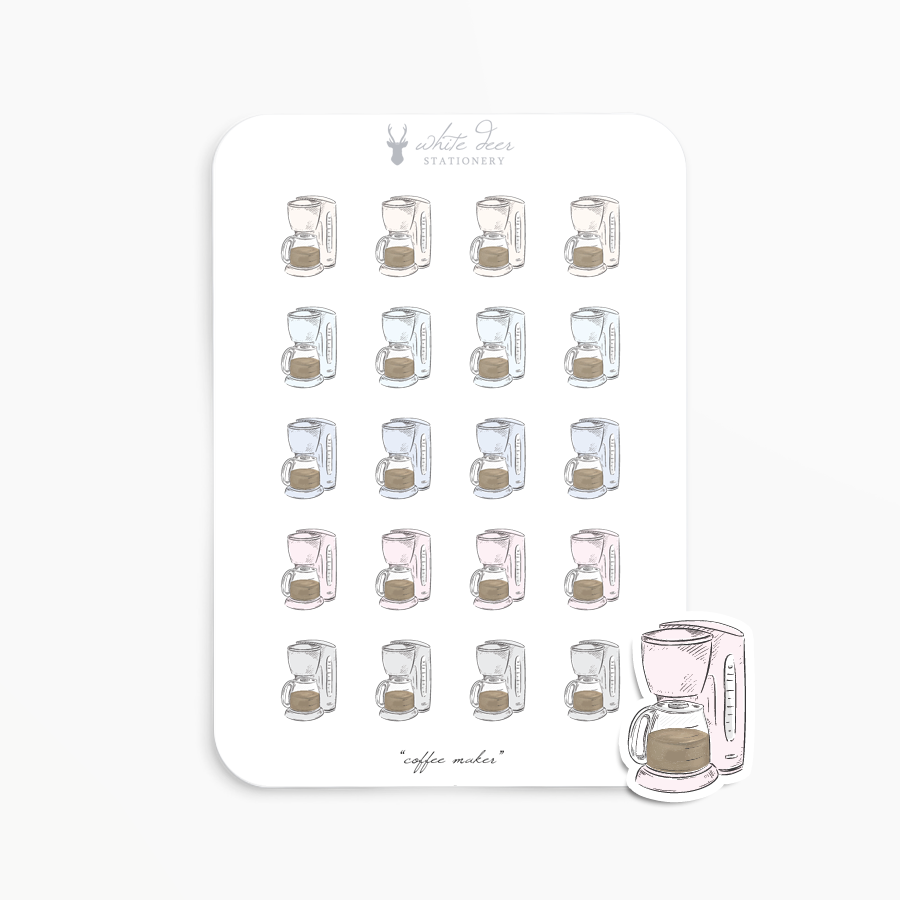 Planner Stickers | Coffee Maker Doodles – White Deer Stationery