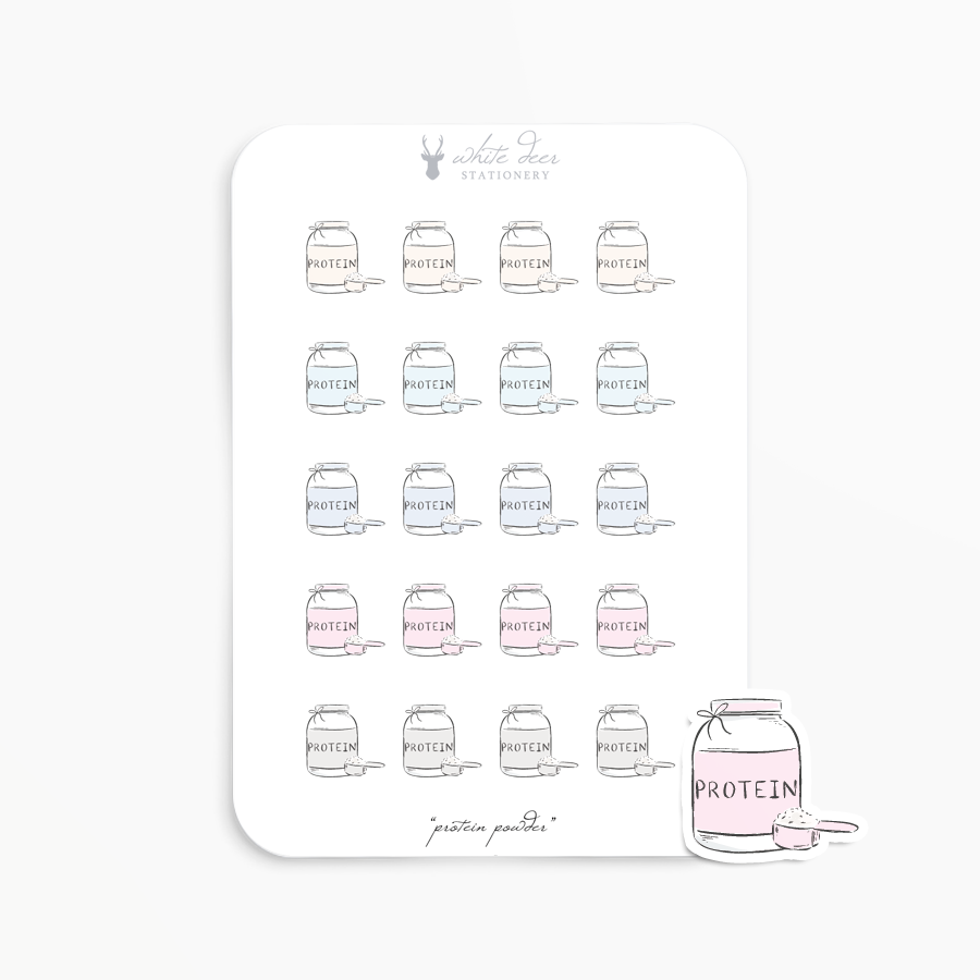 Planner Stickers | Protein Powder Doodles – White Deer Stationery
