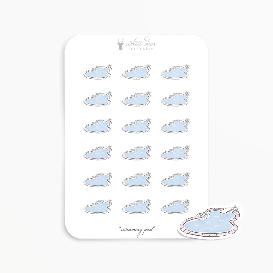 Planner Stickers | Swimming Pool Doodles – White Deer Stationery